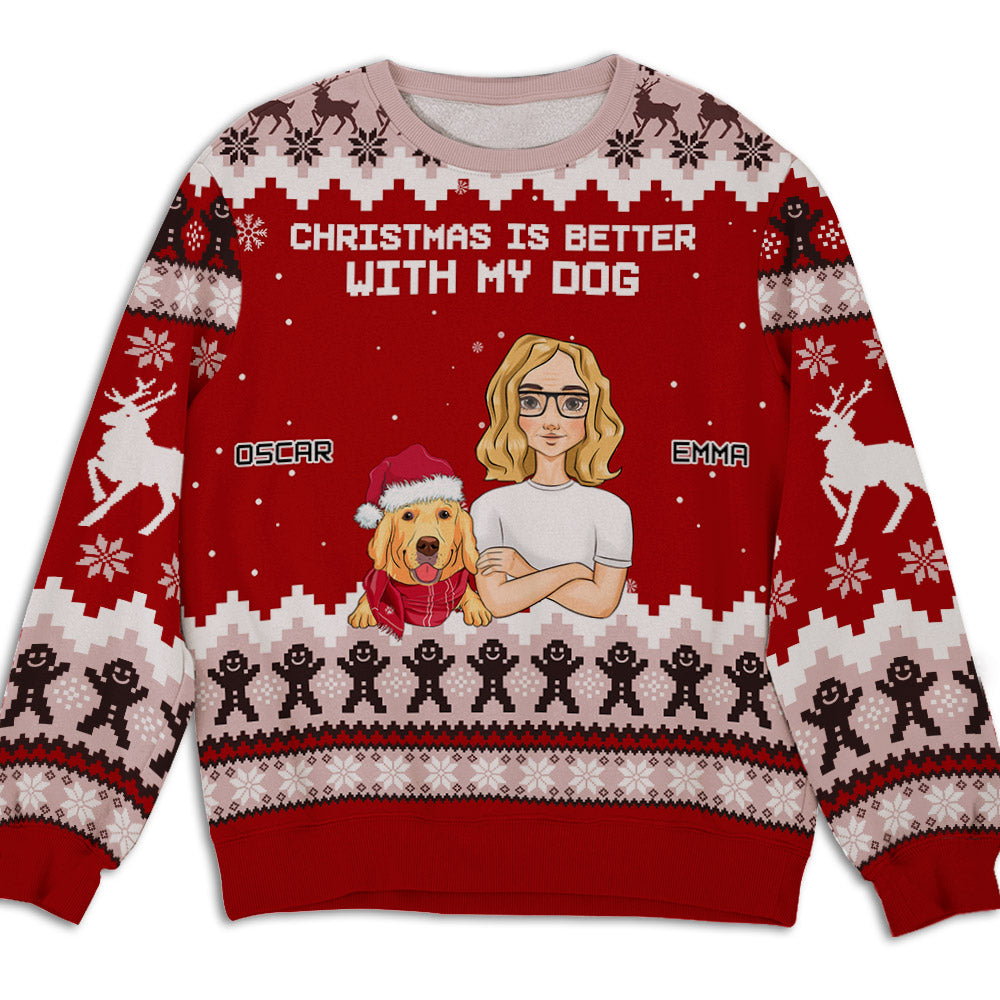 Personalized All-Over-Print Dog Lover's Holiday Sweatshirt