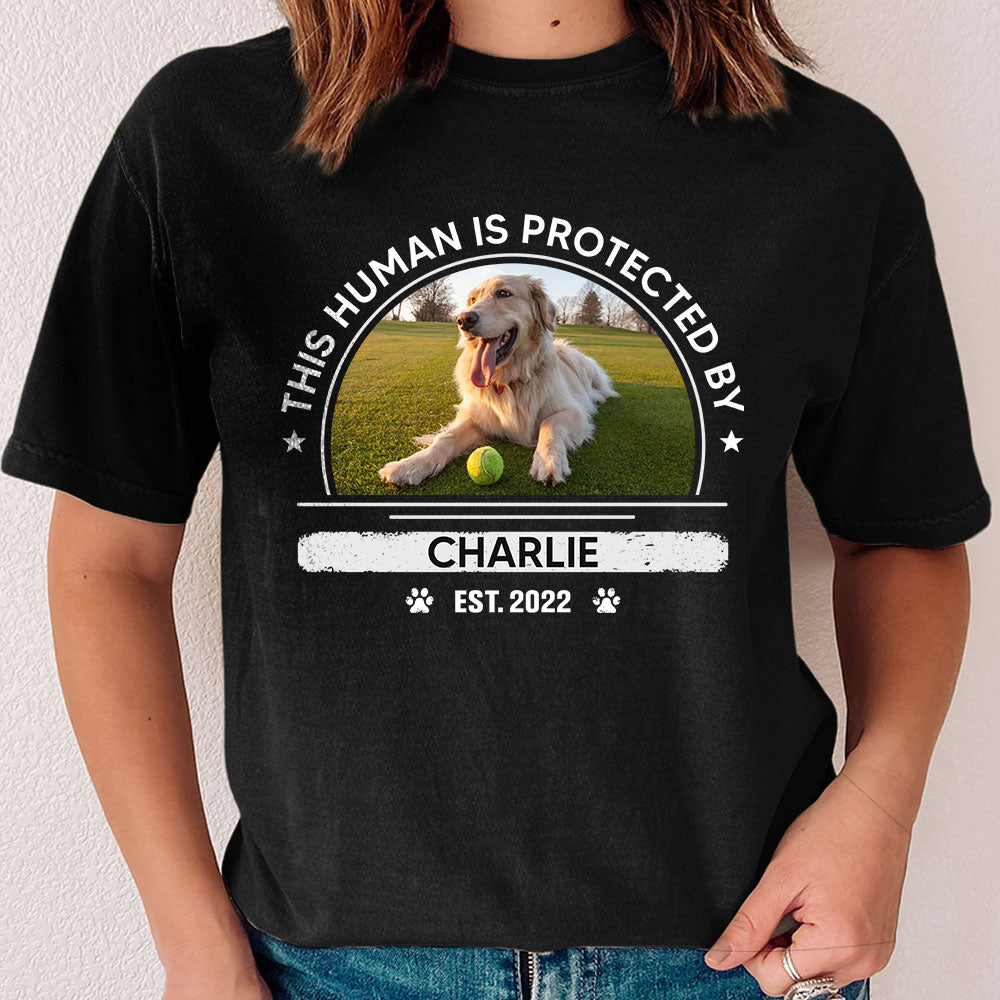 Personalized Custom 'Protected By My Dog' Premium T - shirt for Pet Lovers