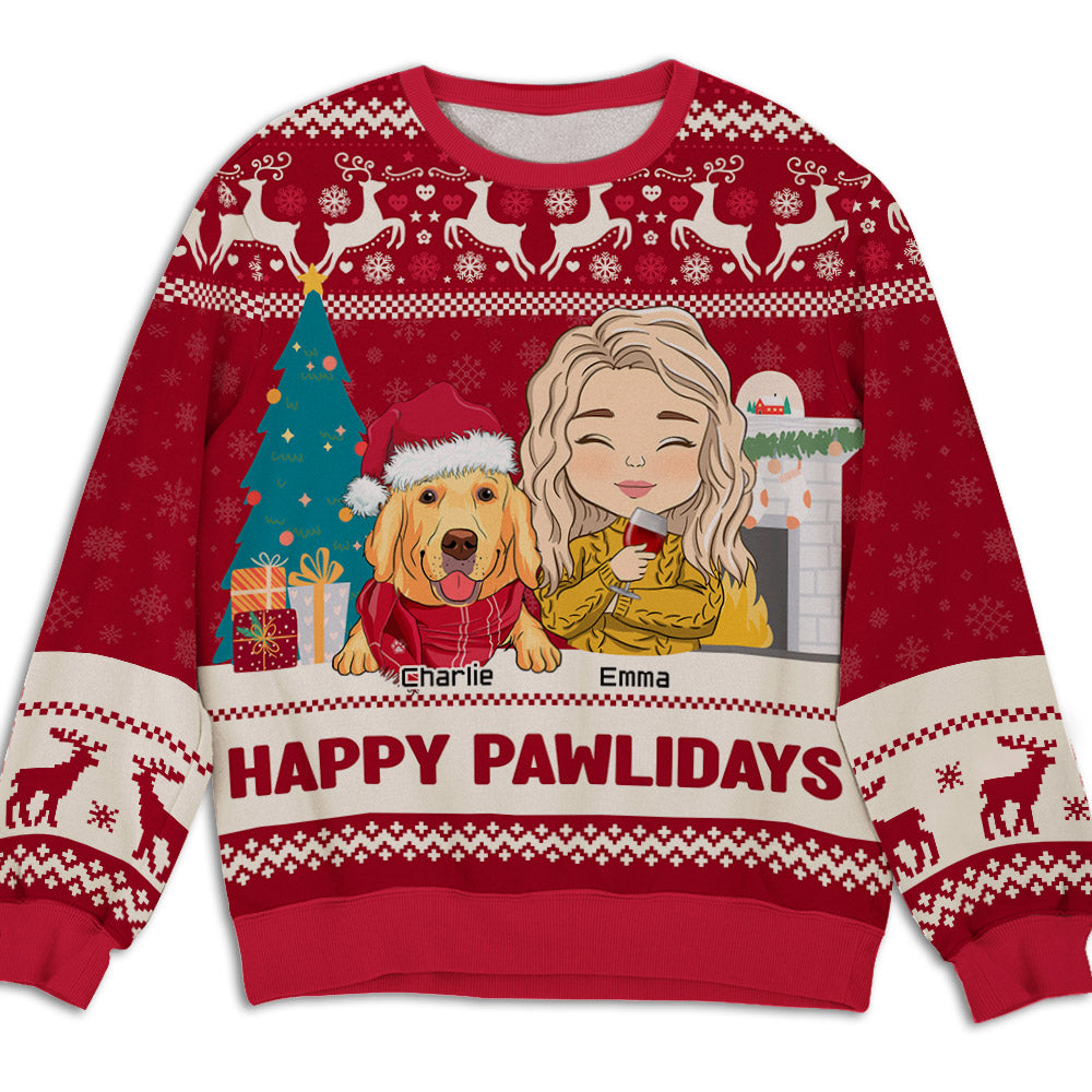 Pawlidays With Pets 2 - Customizable All-Over Print Personalized Sweatshirt for Pet Lovers