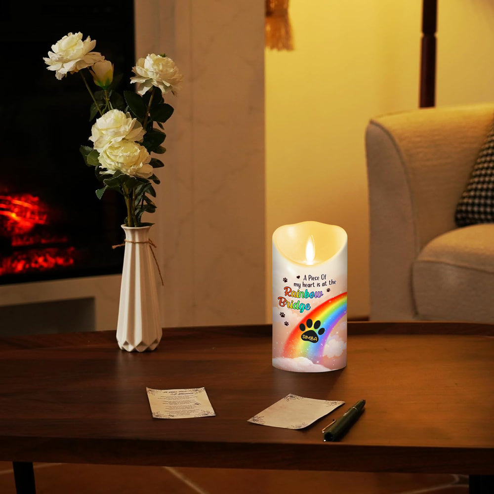 Personalized Rainbow Bridge LED Memorial Candle - Honor Your Loved Ones