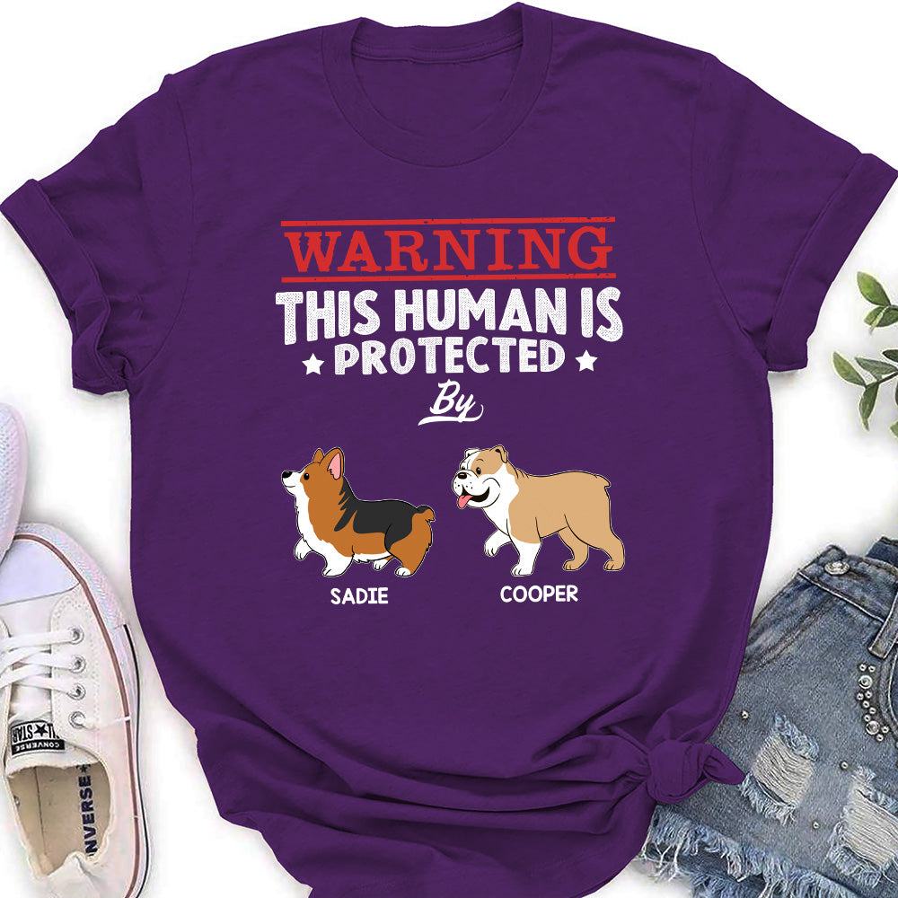 Personalized Custom Women's 'Human Protected By' T-shirt - Ideal Gift for Pet Lovers