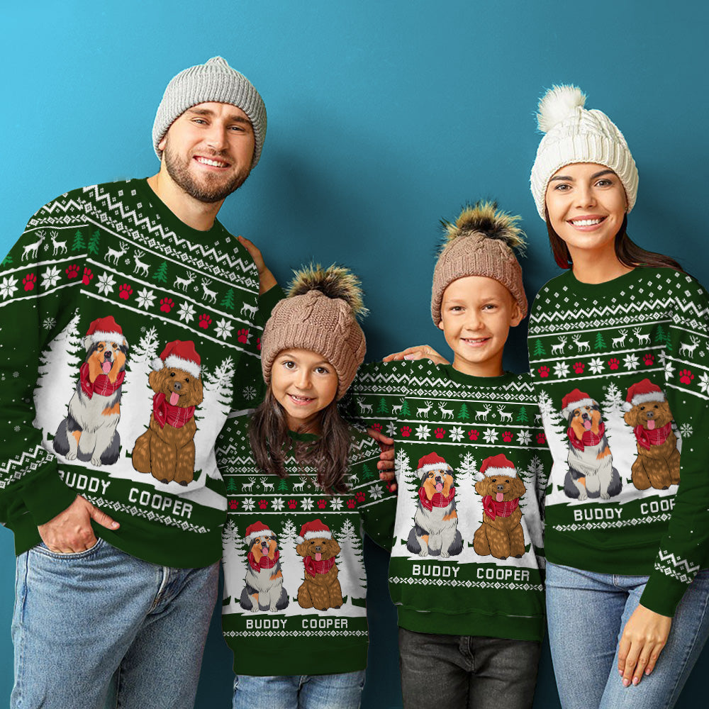 Customizable Winter Dog All-Over Print Sweatshirt - Ideal Gift for Pet Lovers
