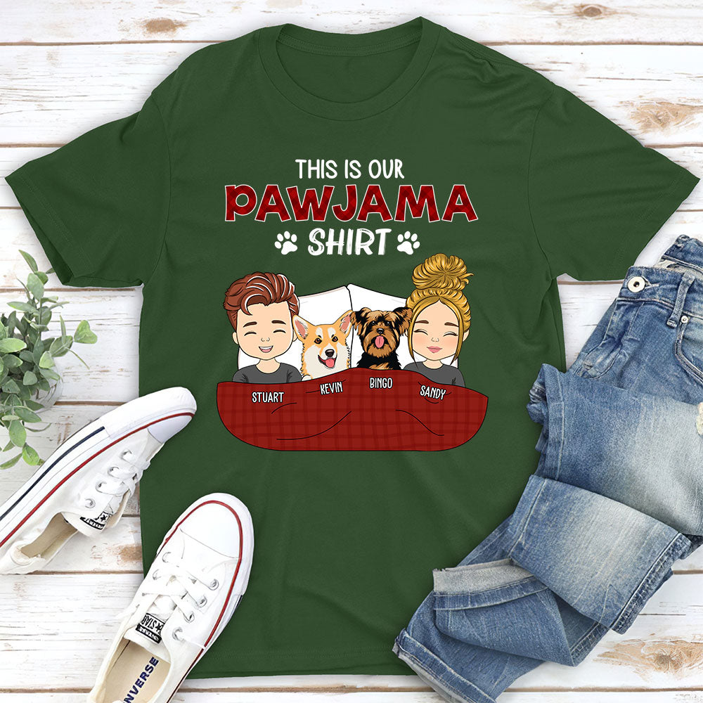 Personalized Custom Unisex Couple Pajama Shirt Version T-shirt - Ideal for Pet Lovers
