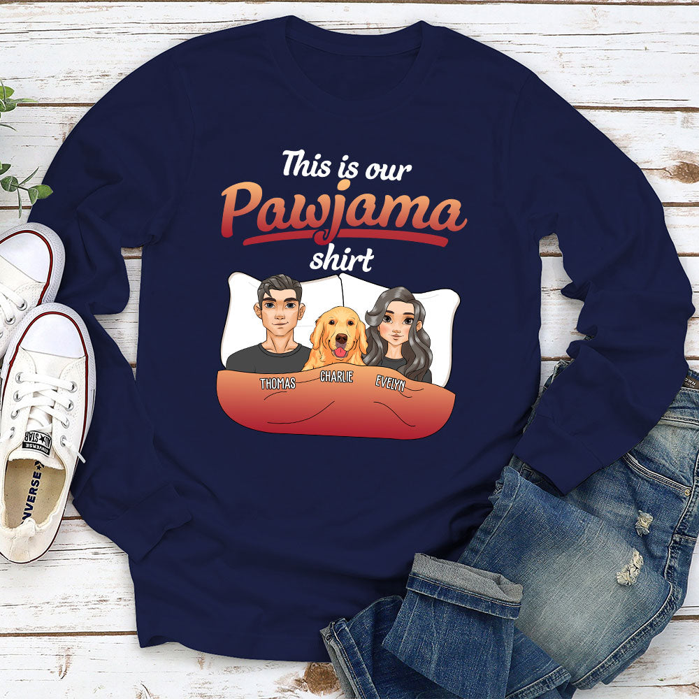 Customizable Couple Pajama Long Sleeve T - shirts with Pet Design