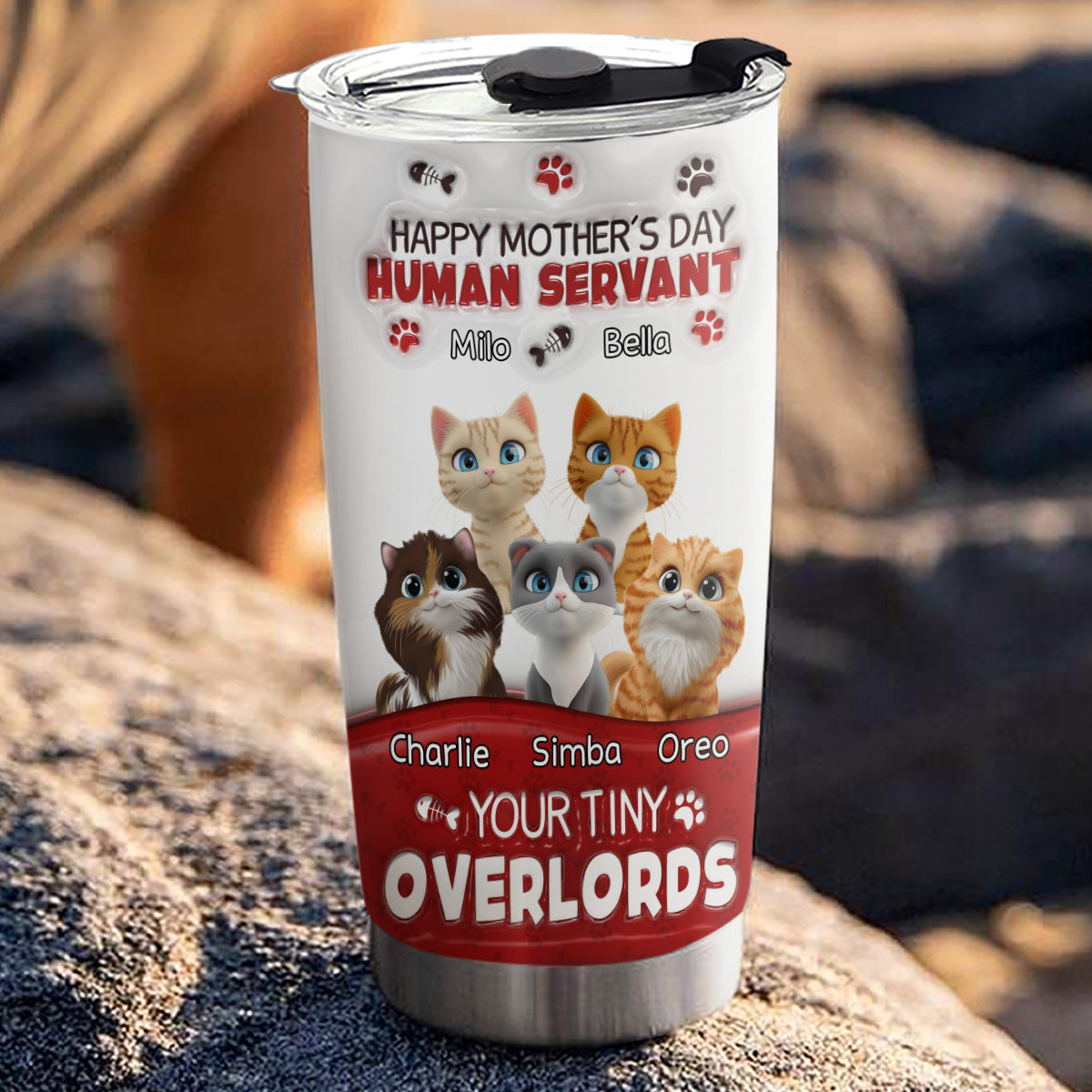 Happy Human Servant Day - Customizable 3D Inflated Effect Stainless Steel Tumbler