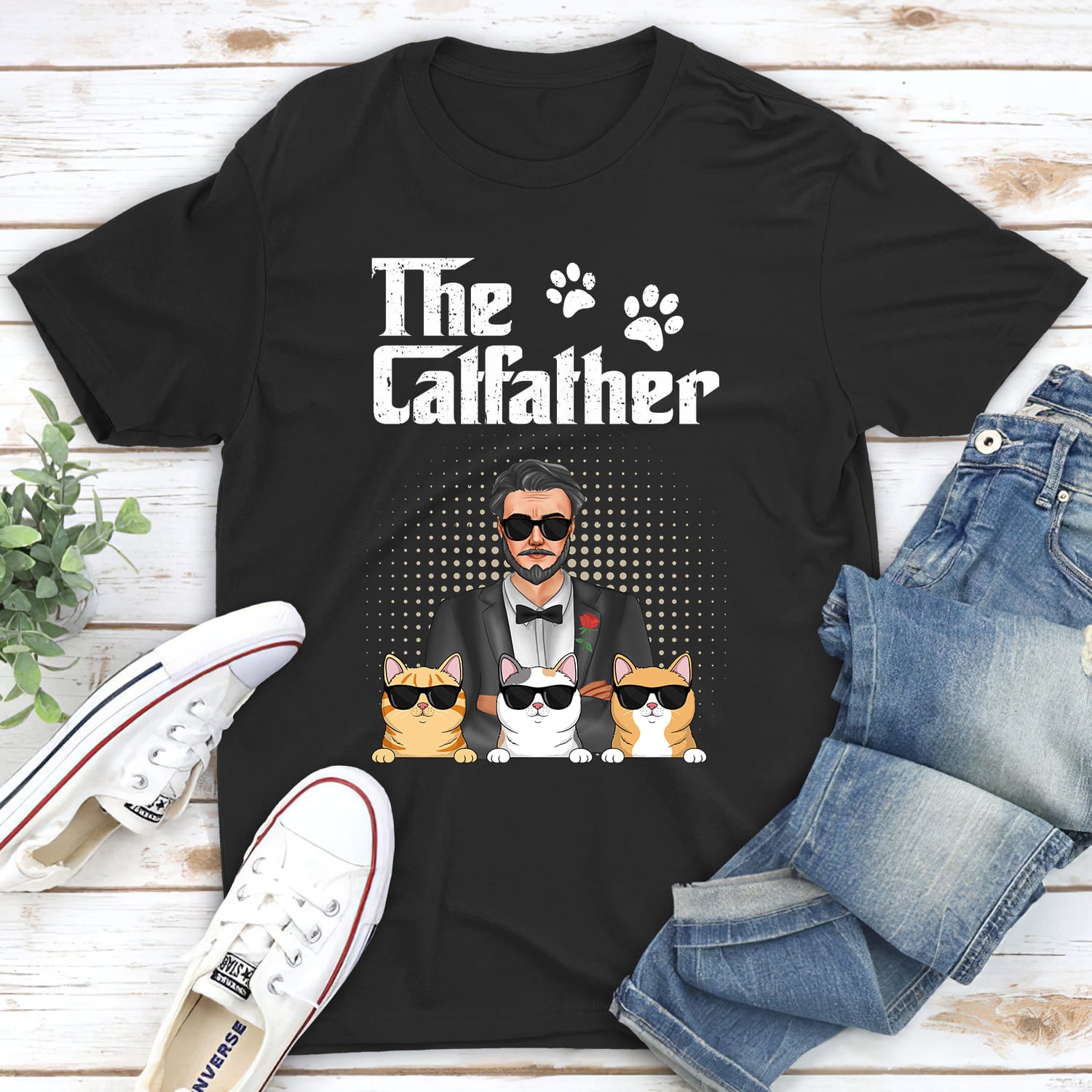 The Cat Father - Customizable Unisex Personalized T-shirt for Pet Lovers