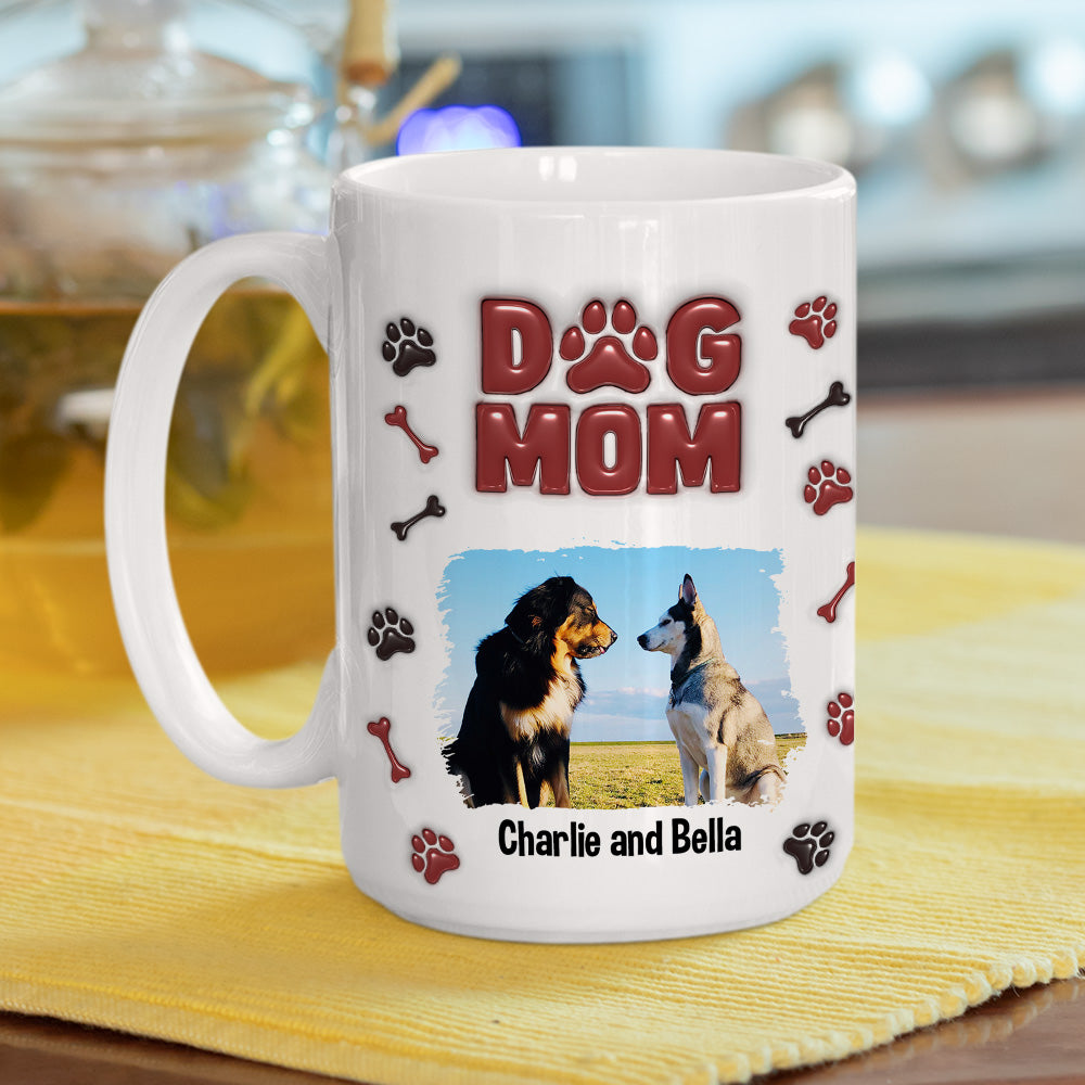 Personalized 3D Inflated Effect Lovely Dog Mama Photo Mug
