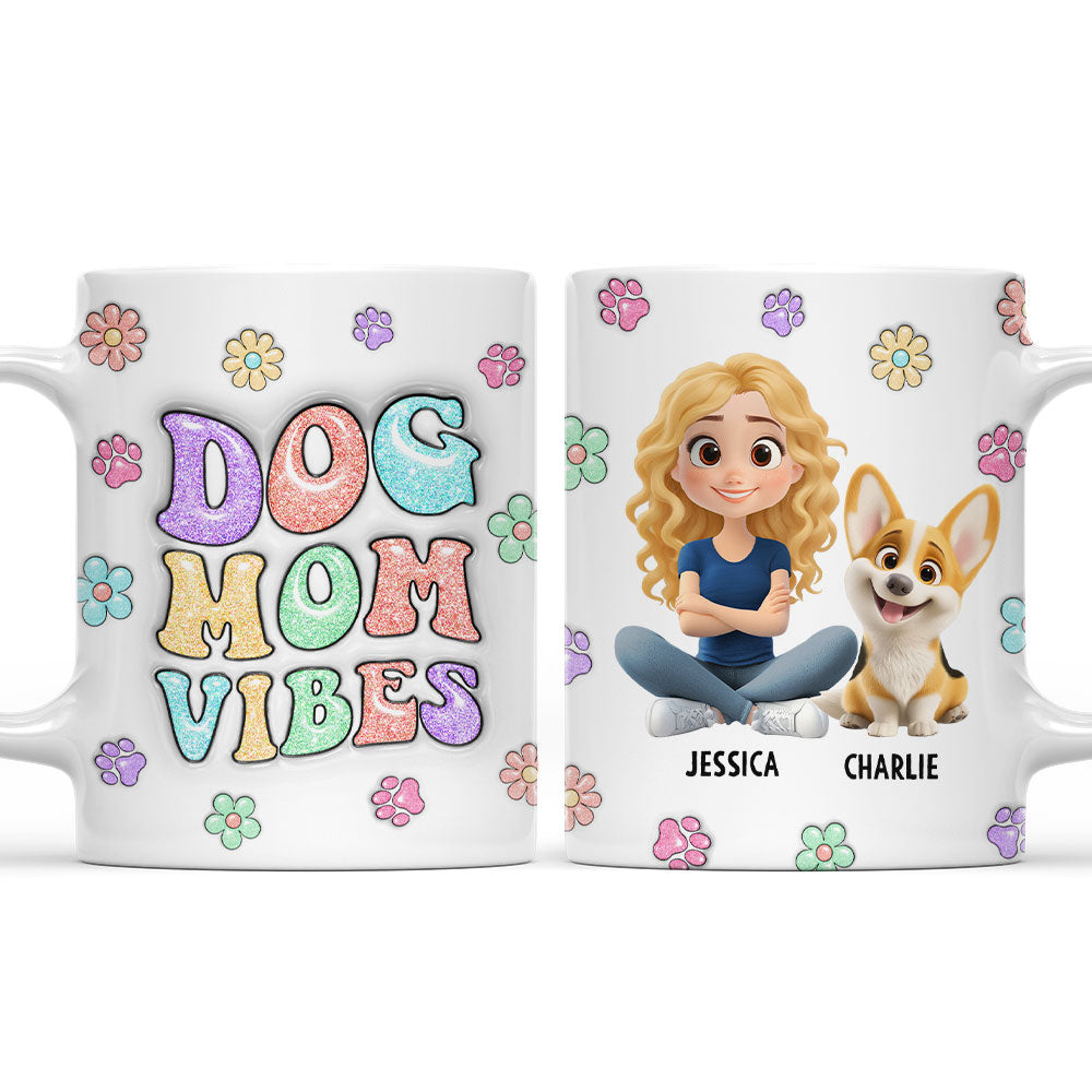 Personalized 3D Inflated Effect Ceramic Mug for Dog Moms - A Cute and Vigor - Starting Gift