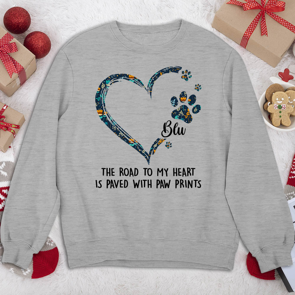 Road To Heart Pattern Personalized Customizable Sweatshirt - Ideal Gift for Pet Lovers