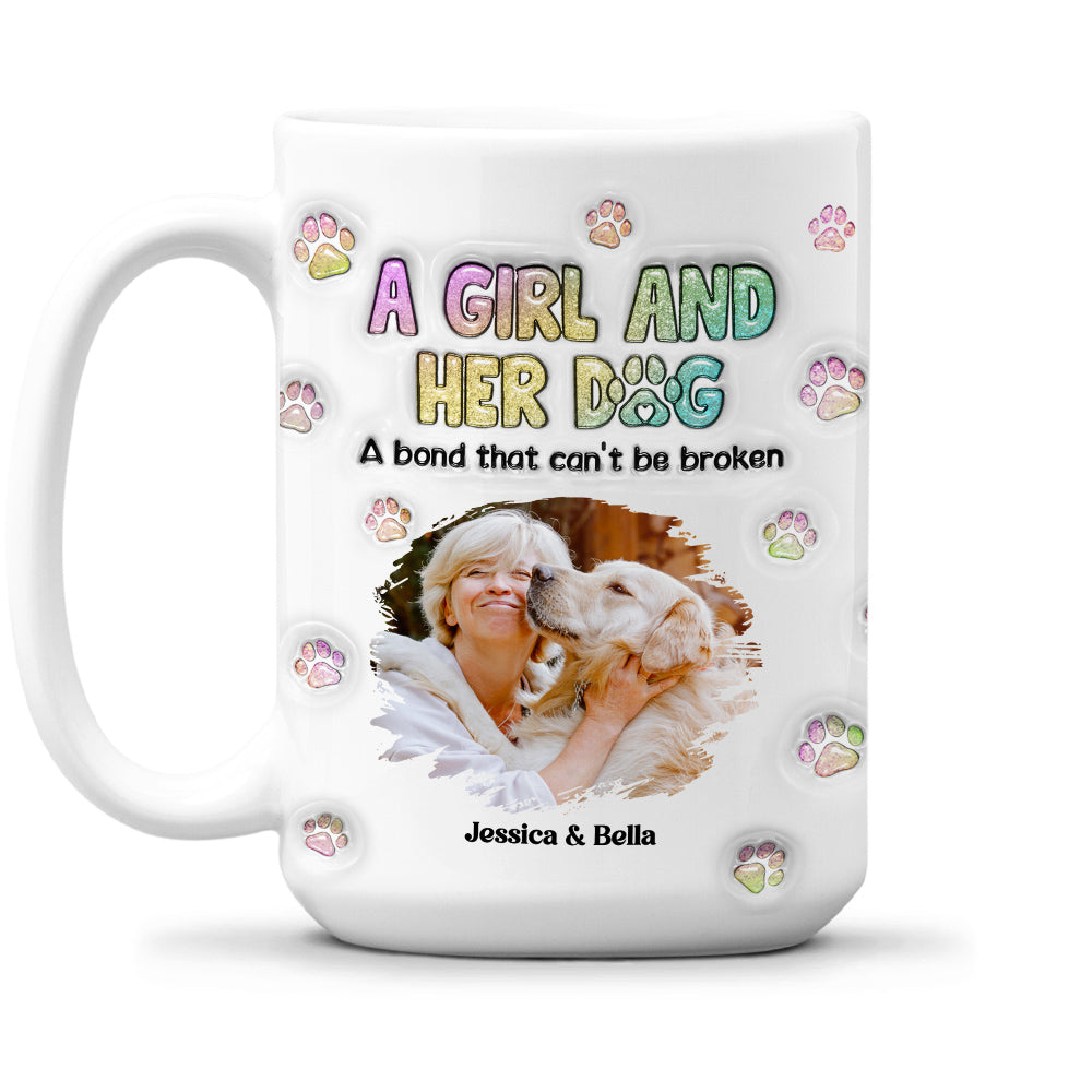 Personalized 3D Inflated Effect Mug with A Girl And Her Dog Photo