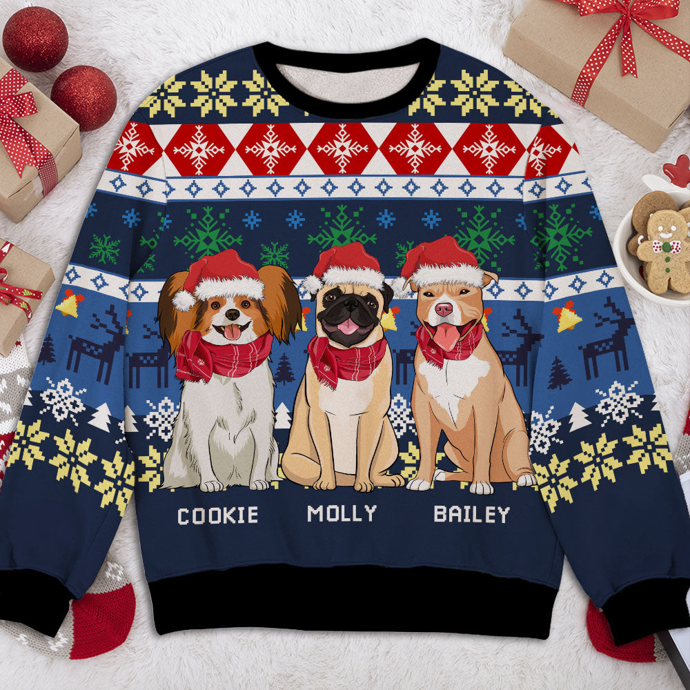 Personalized Custom All-Over-Print Christmas Dog Sweatshirt - Ideal Gift for Dog Lovers