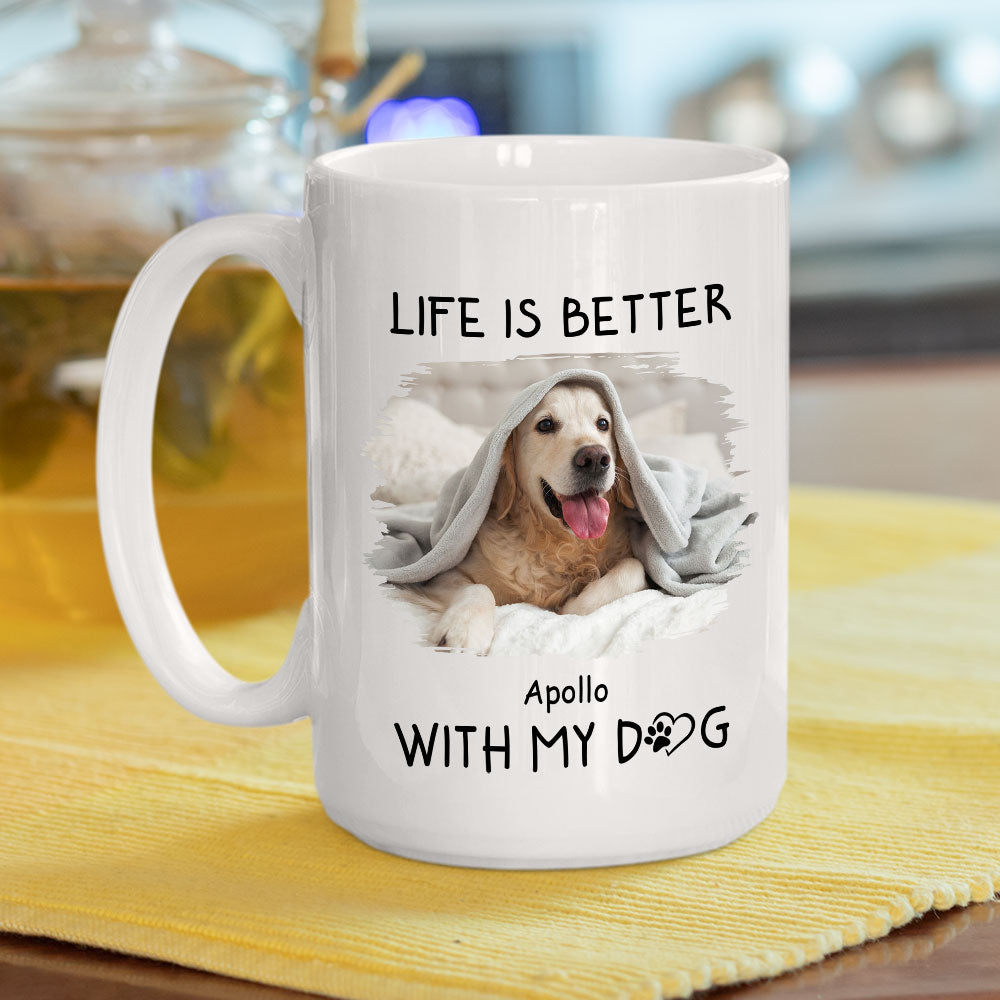Personalized 'Better With Dogs' Photo Custom Coffee Mug - Ideal Gift for Pet Lovers
