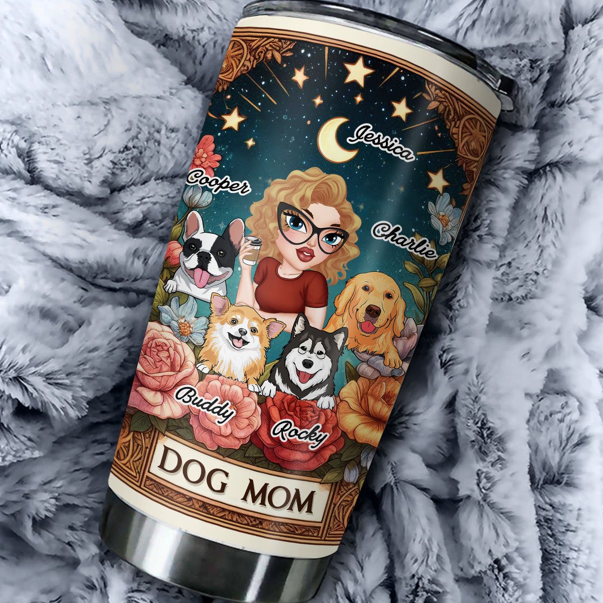 Personalized 'Best Dog Mom Ever' Tarot Design Tumbler - Ideal for Every Occasion