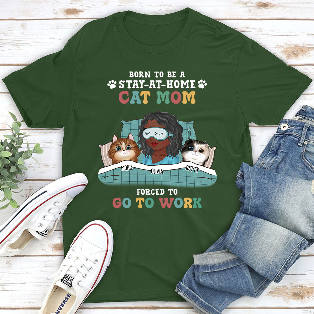 Personalized Premium 'Stay-at-home Cat Mom' T-shirt - Ideal Gift for Pet Lovers