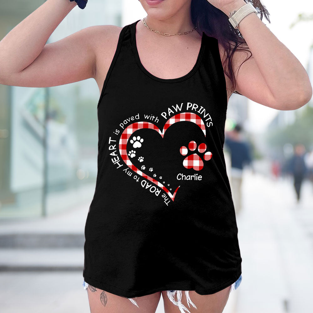 Personalized Custom Women's Summer Tank with Paw Prints - Ideal Gift for Dog Lovers