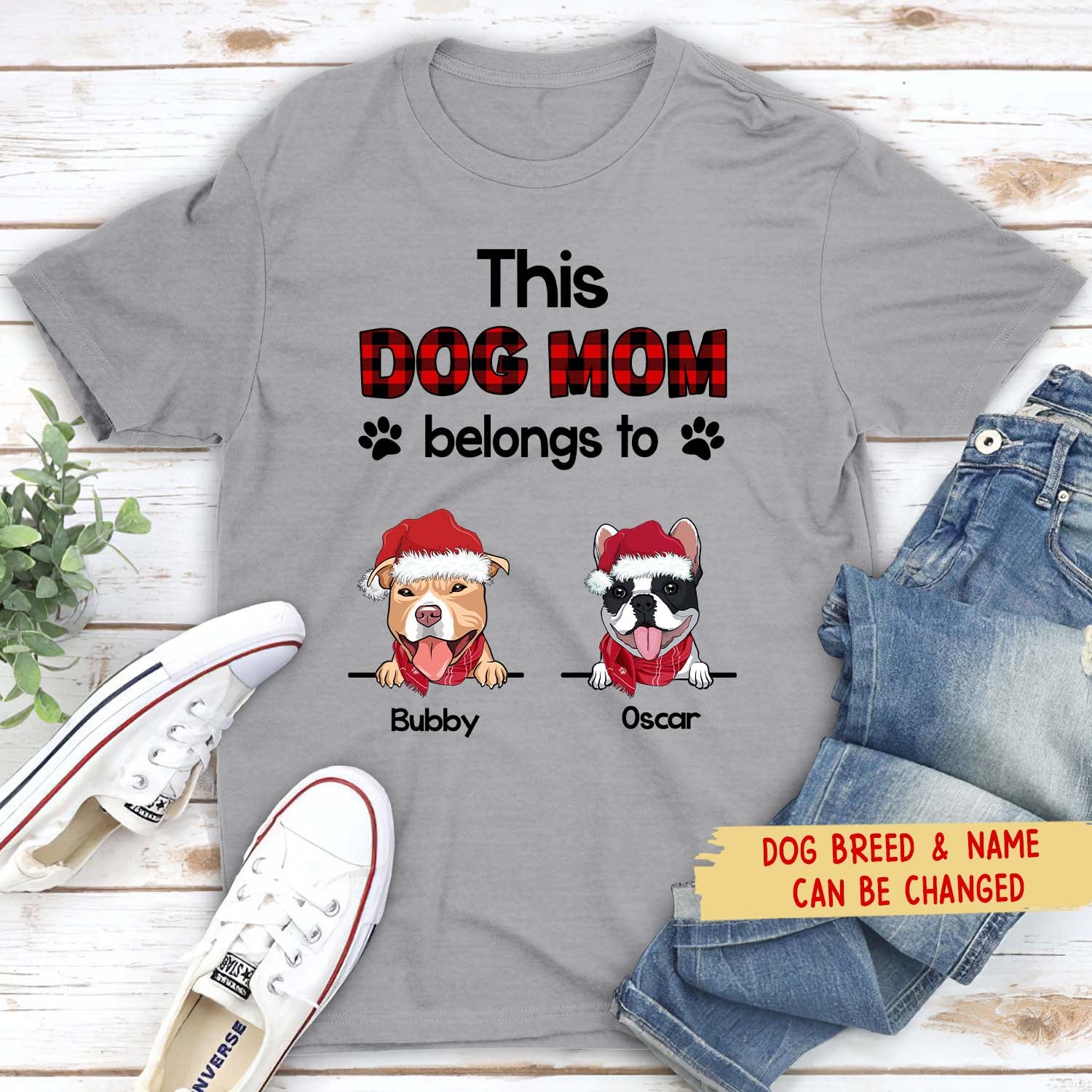 Personalized Christmas Dog Mom Unisex T-shirt - Ideal Gift for Pet Lovers