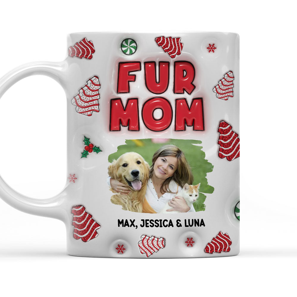 Personalized 3D Inflated Effect Fur Mom Tree Cake Photo Mug