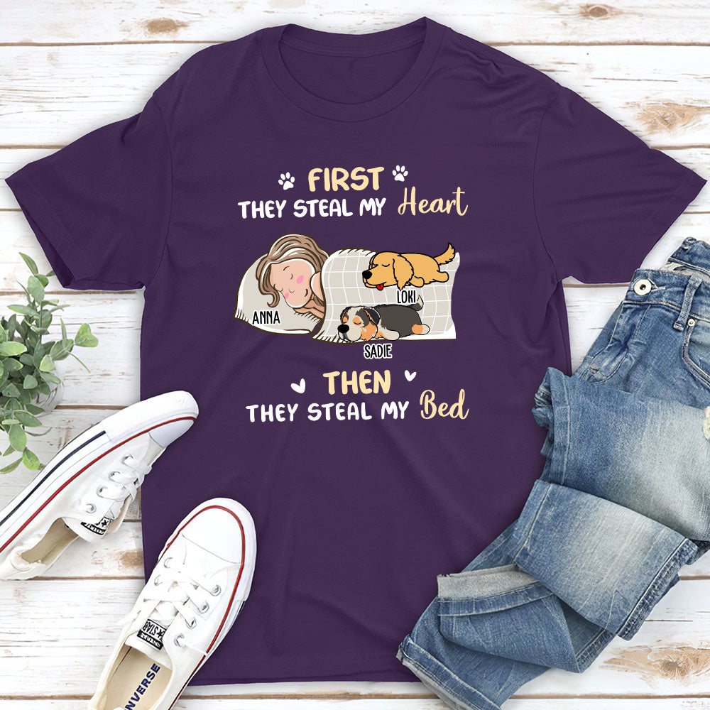 Personalized Custom Unisex 'Dog Stole My Bed' T-shirt for Pet Lovers