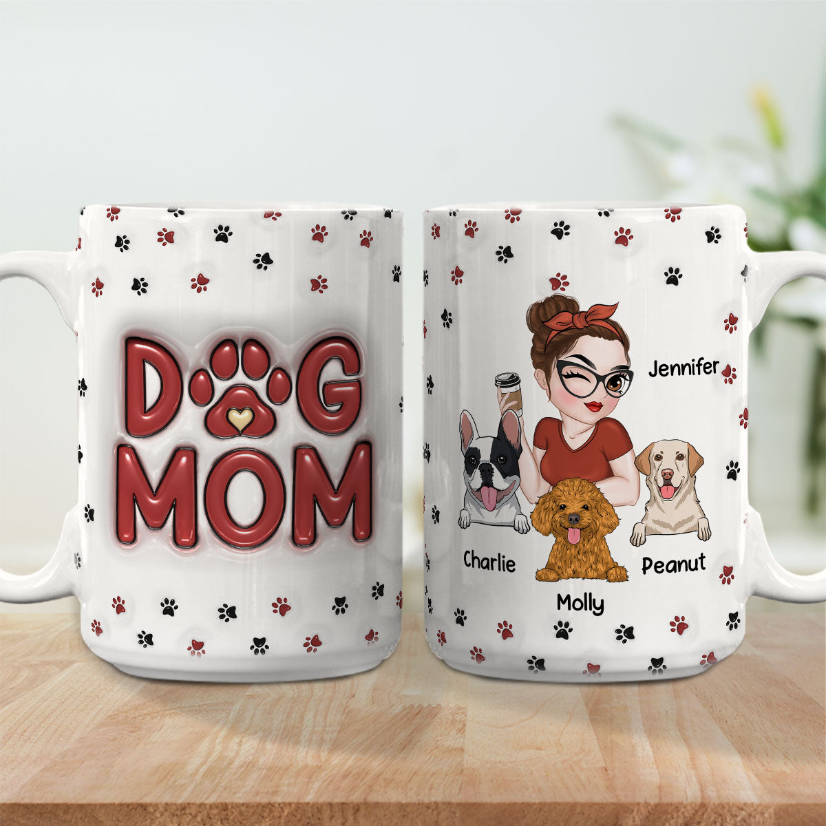 Personalized 3D Inflated Effect Lovely Dog Mom Mug