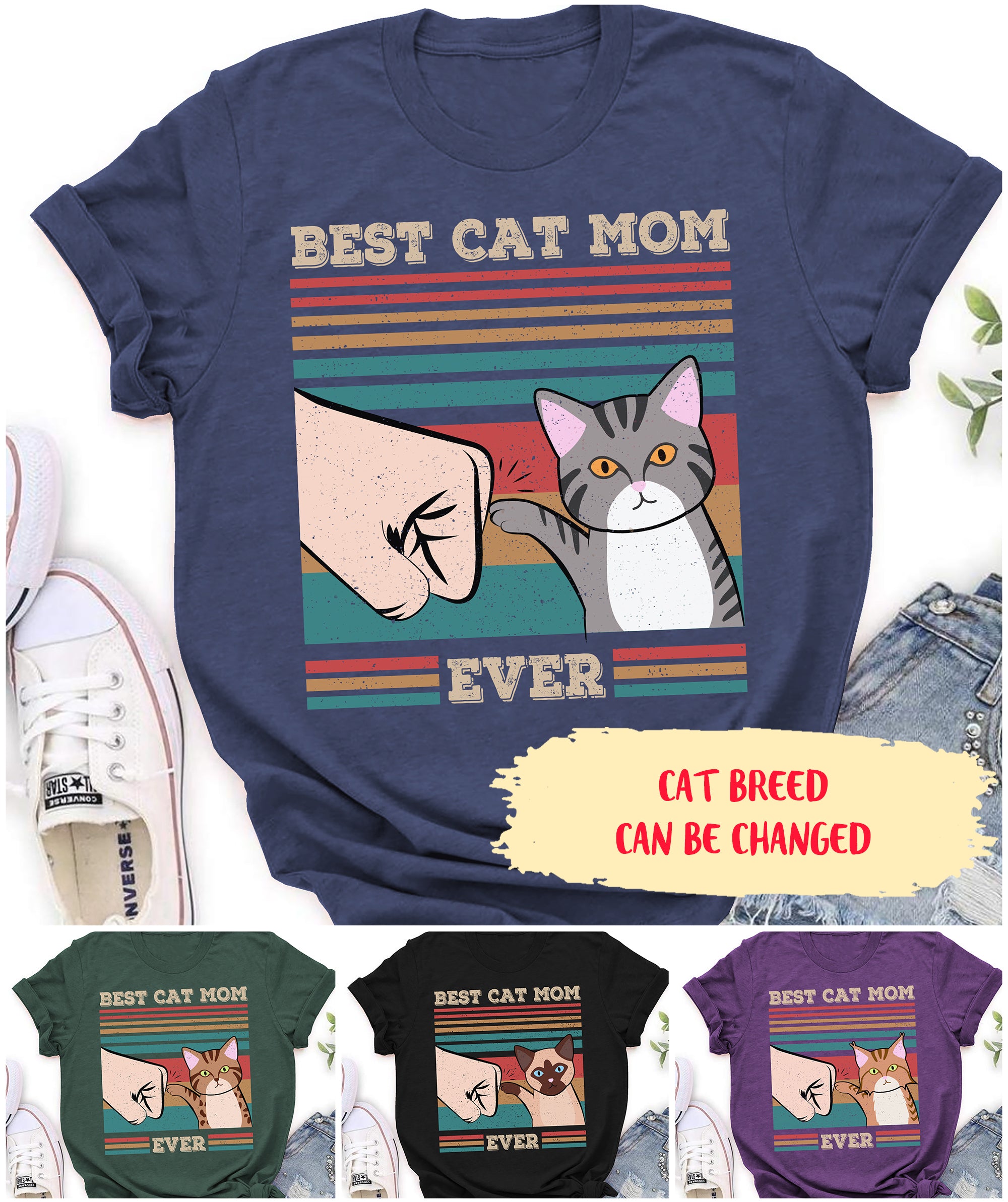 Customizable Unisex 'Best Cat Mom Ever' T-shirt - Ideal Gift for Cat Enthusiasts