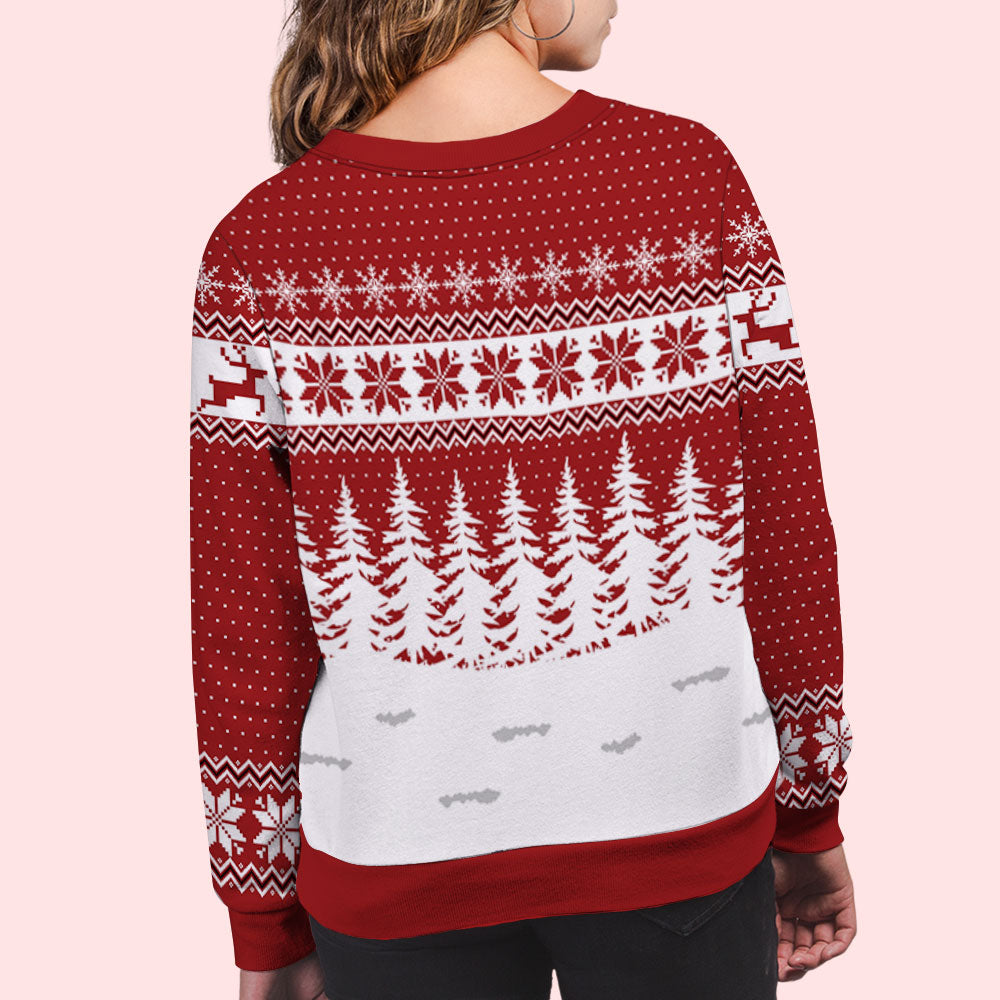 Personalized Custom All-Over-Print Dog Mom/Dad Snow Forest Sweatshirt - Ideal Gift for Pet Lovers