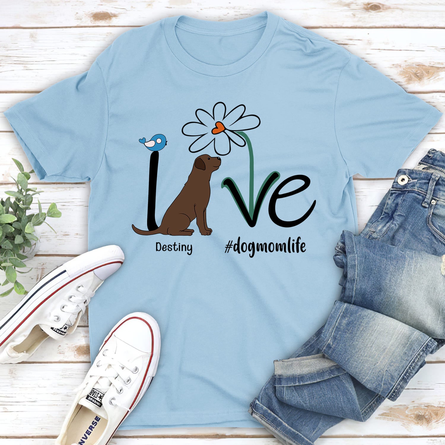 Customizable Dog Mom Life Flower Unisex T-shirt - Ideal Gift for Pet Lovers