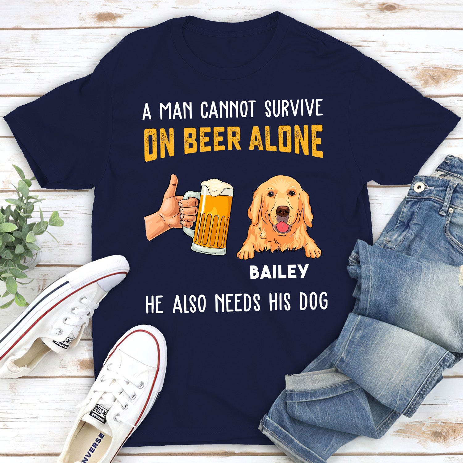 Personalized Custom Unisex Dog-themed T-shirt - Ideal Gift for Beer and Pet Lovers