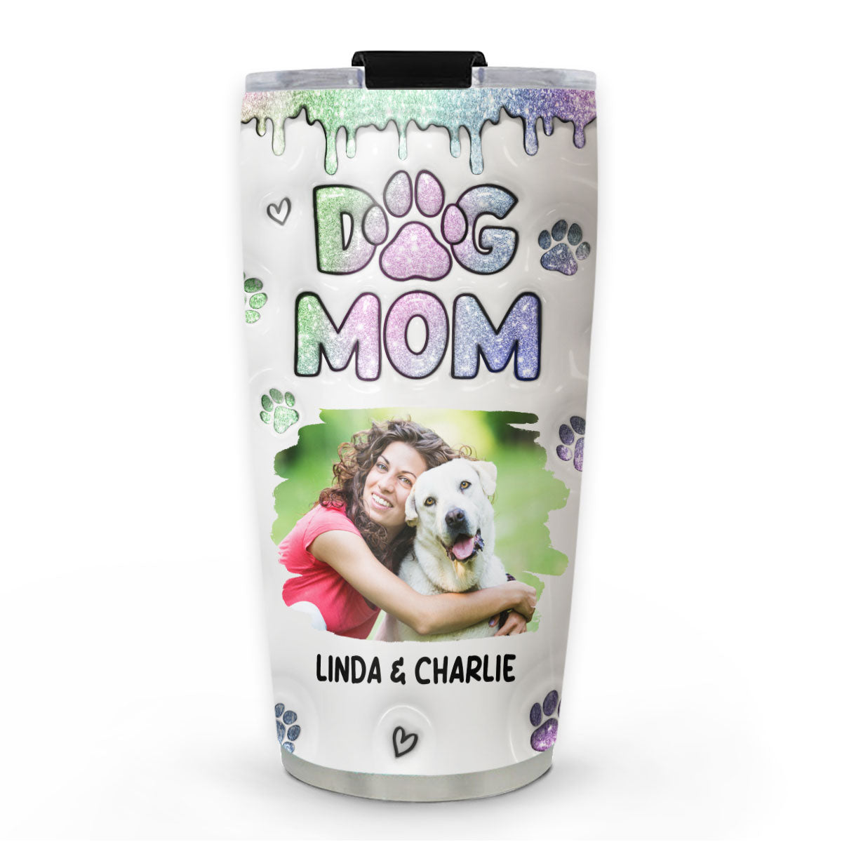Personalized 3D Inflated Effect Tumbler: Lovely Chibi Dog Mom Version Photo