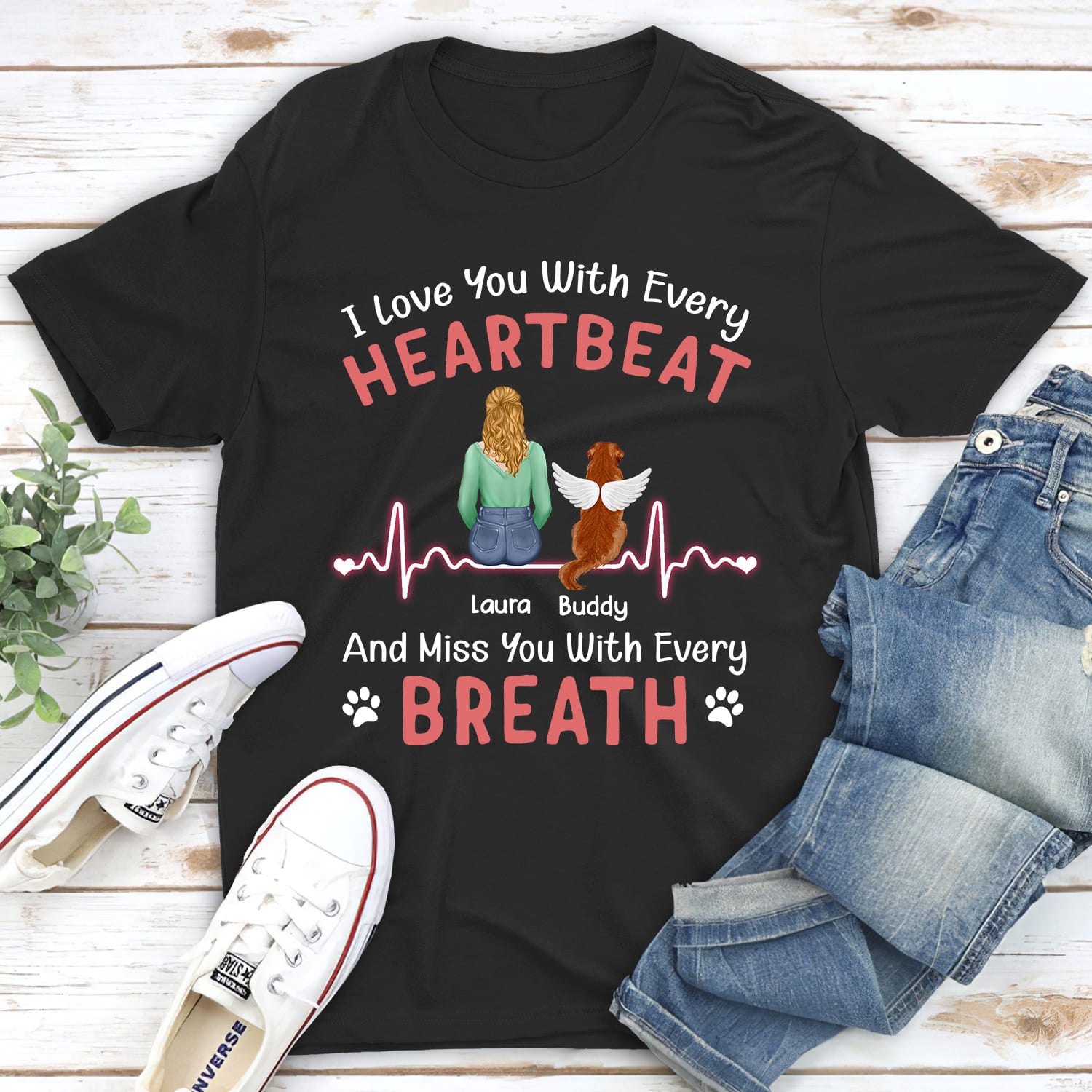 Personalized Custom 'I Love You' Unisex Memorial T-shirt for Pet Lovers