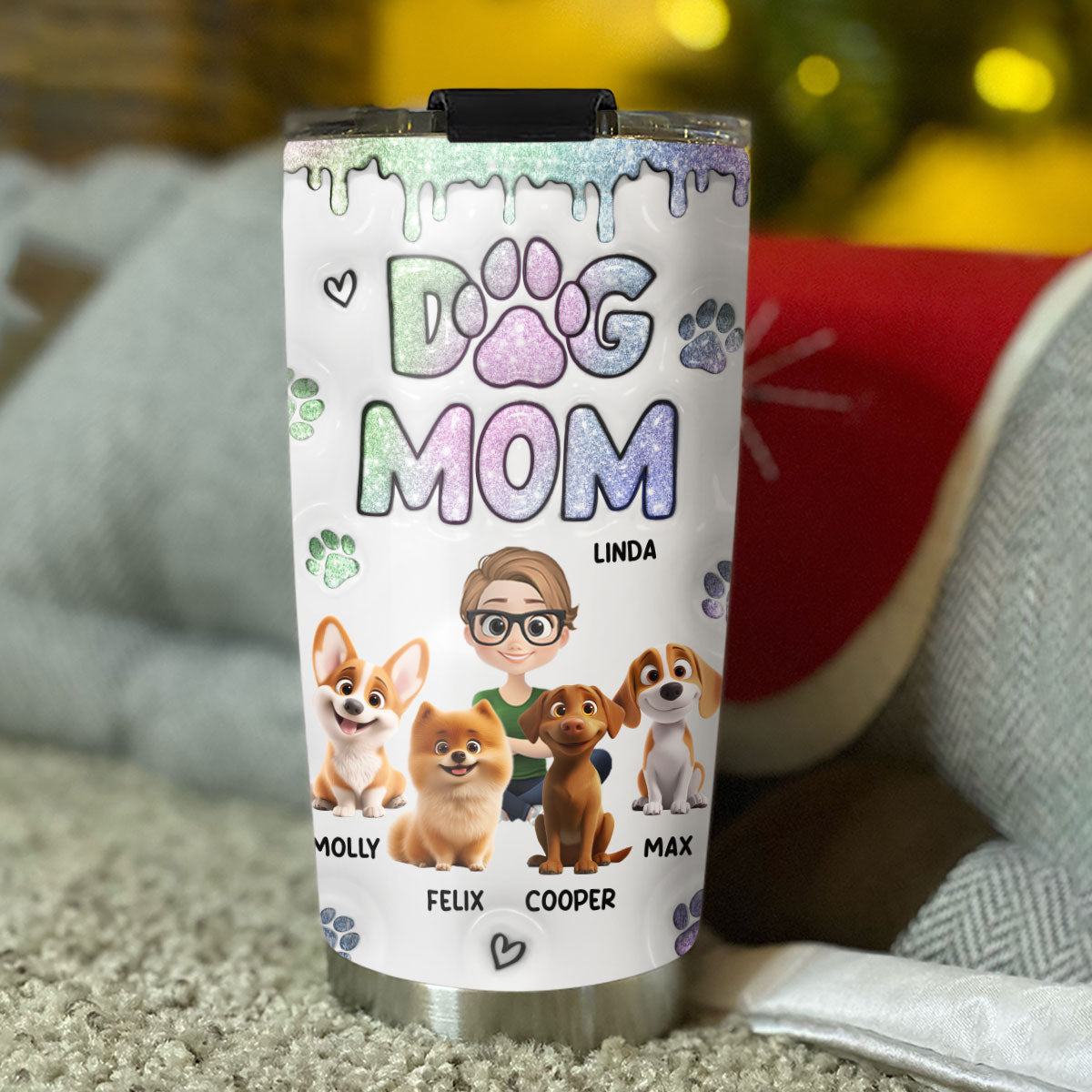 Customizable 3D Inflated Effect Tumbler - Perfect Gift for Dog Moms