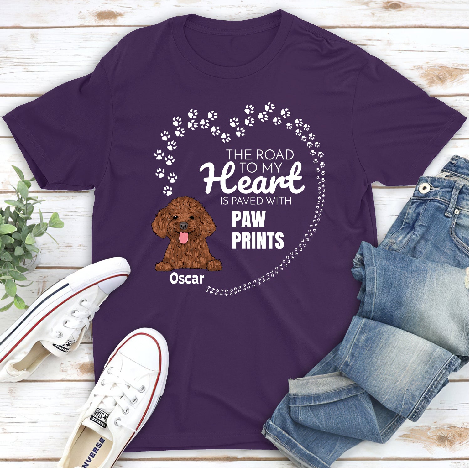 Paved With Pawprints - Customizable Unisex Personalized T-shirt for Pet Lovers