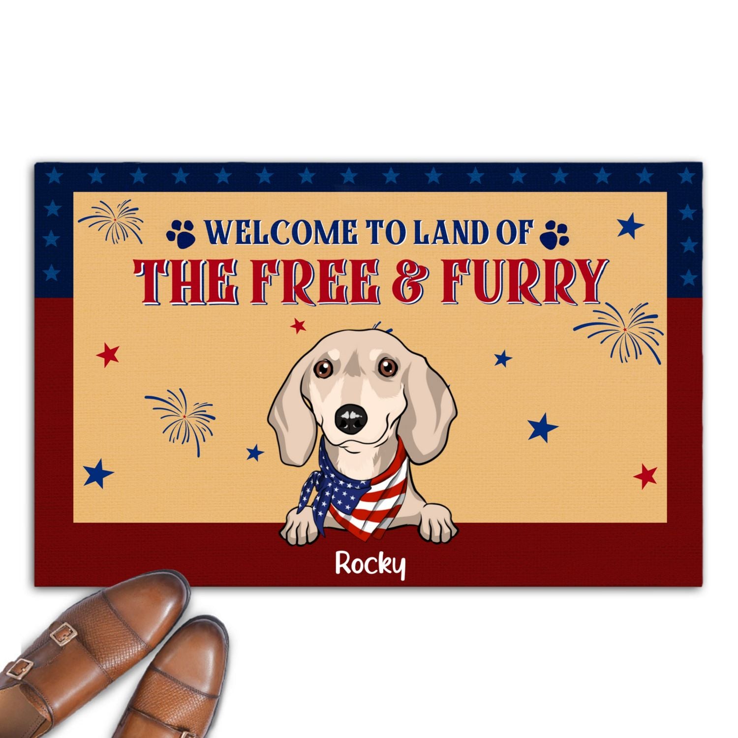 Personalized Custom Doormat: Land of the Free & Furry for Pet Lovers