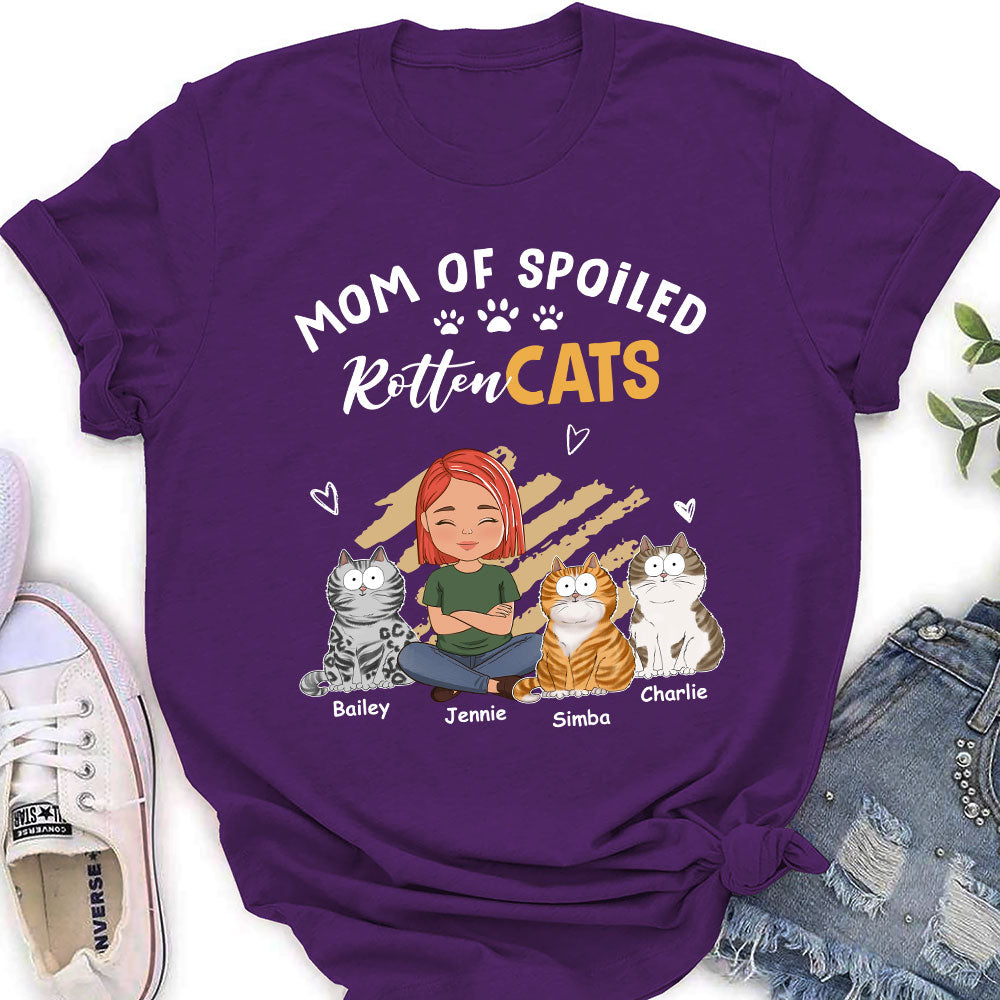 Spoiled Cats Funny - Customizable Personalized Women's T-shirt for Pet Lovers