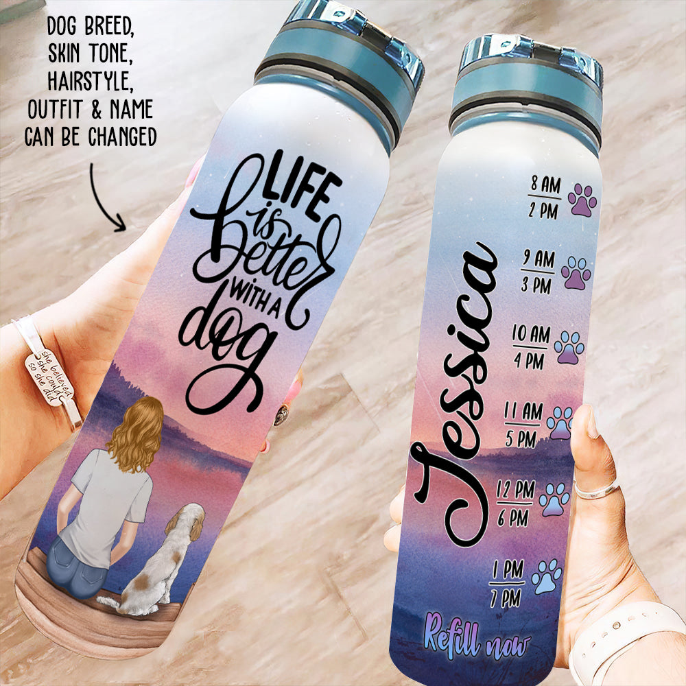 Personalized Custom Time - Marked Water Tracker Bottle: Ideal for Pet Lovers
