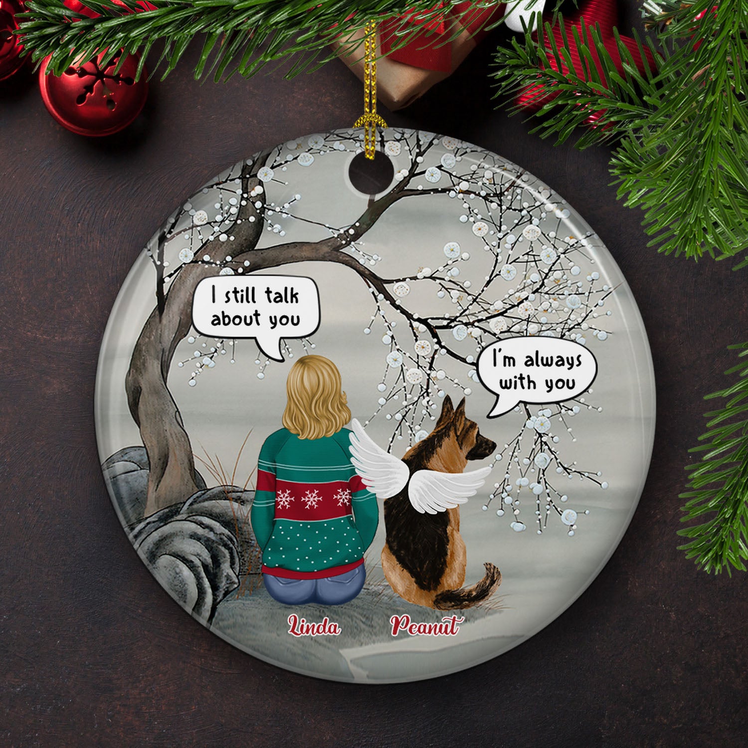 Personalized Custom 'I'm Always With You' Ceramic Christmas Ornament for Pet Lovers