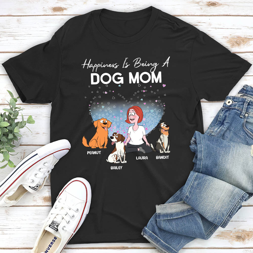 Personalized Unisex Dog Mom Happiness Heart T-shirt - Ideal Gift for Pet Lovers