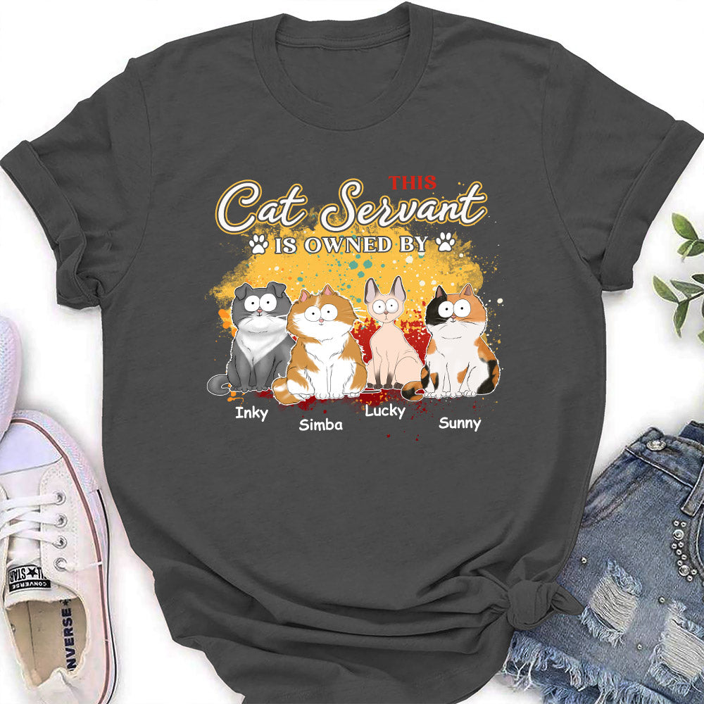 Personalized 'Cat Servant' Women's T-shirt - Ideal Gift for Pet Lovers