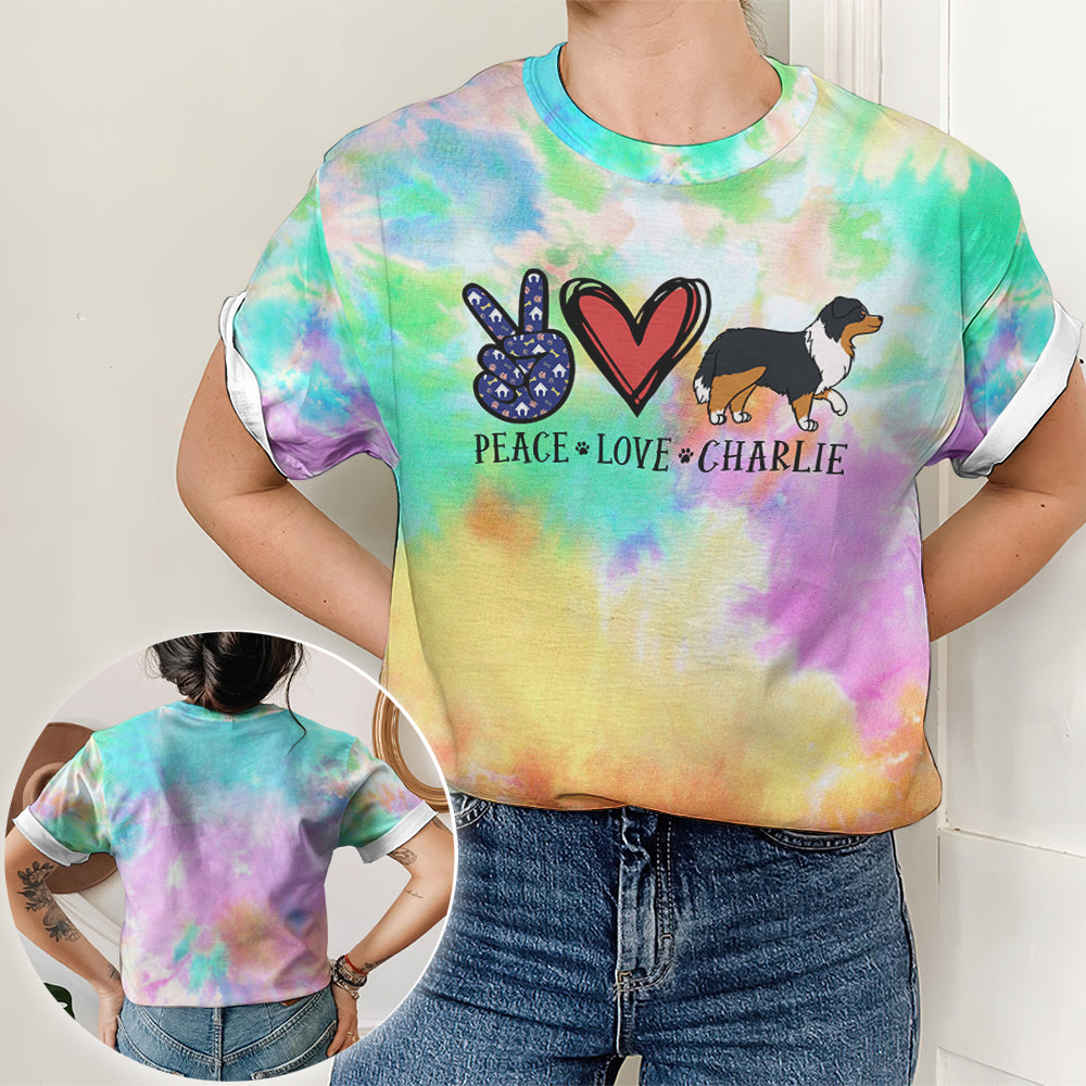 Peace Love Walking Dog - Customizable All-Over Print Comfort T-Shirt