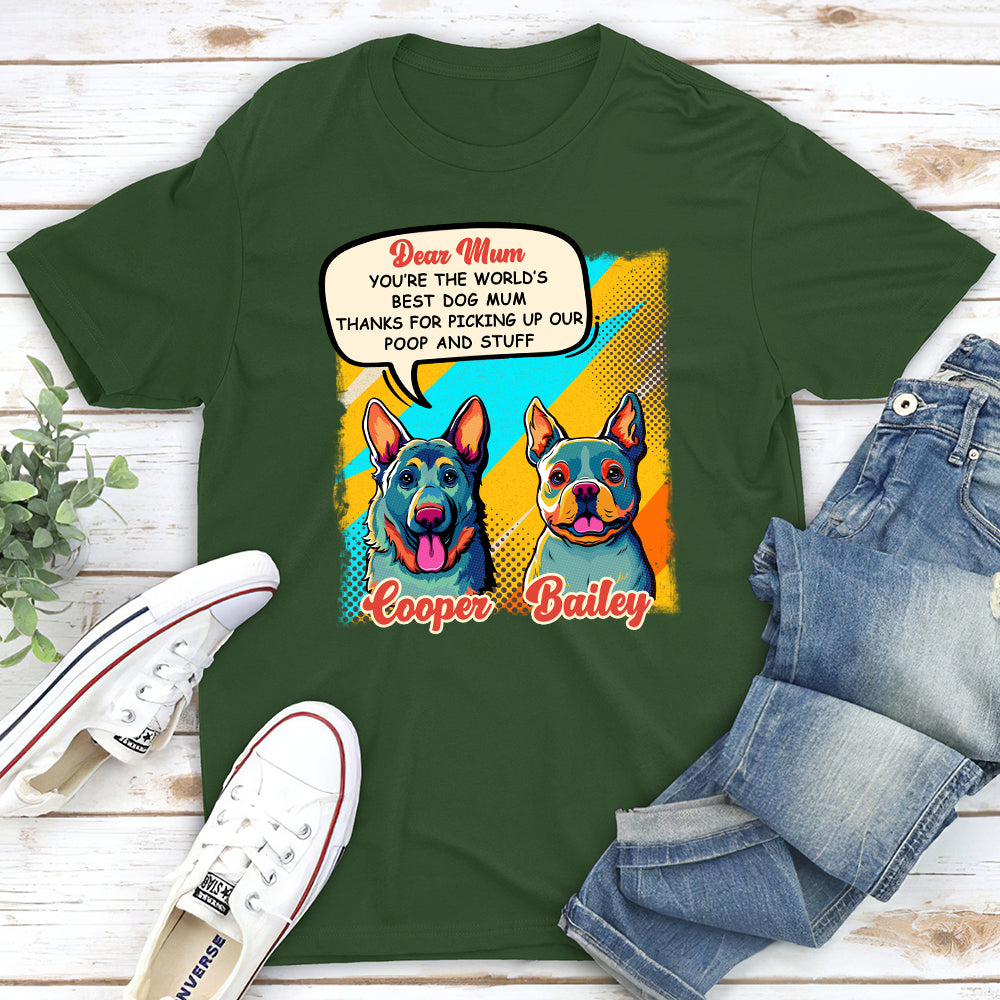Personalized Pop Art 'The Best Mom' Unisex T-shirt - Ideal Gift for Pet Lovers
