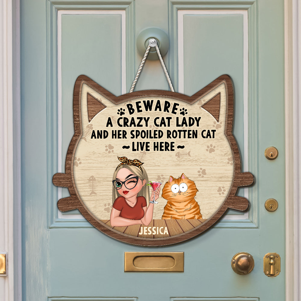 Personalized Custom Wood Sign - Crazy Cat & Cat Lady Delight
