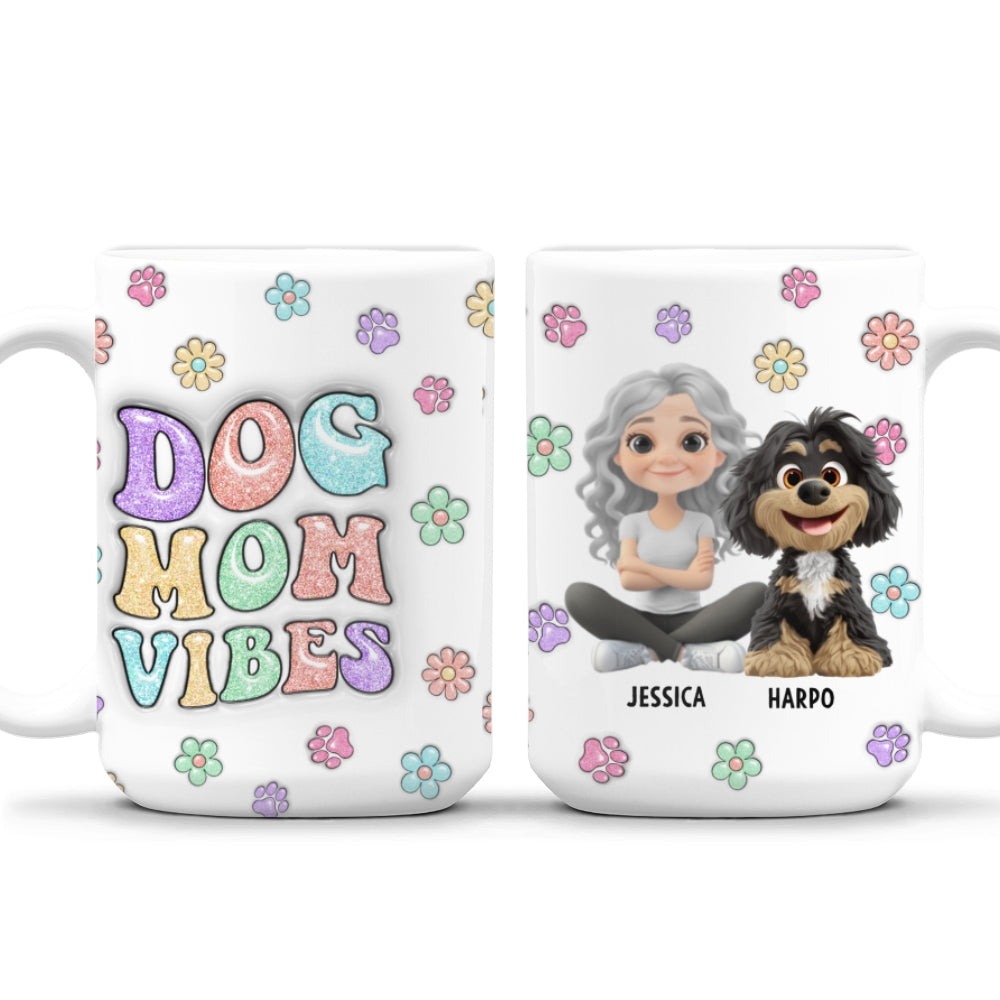 Personalized 3D Inflated Effect Ceramic Mug for Dog Moms - A Cute and Vigor - Starting Gift