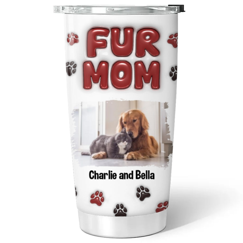 Personalized 3D Inflated Effect Lovely Fur Mama Photo Tumbler - Ideal for All Occasions