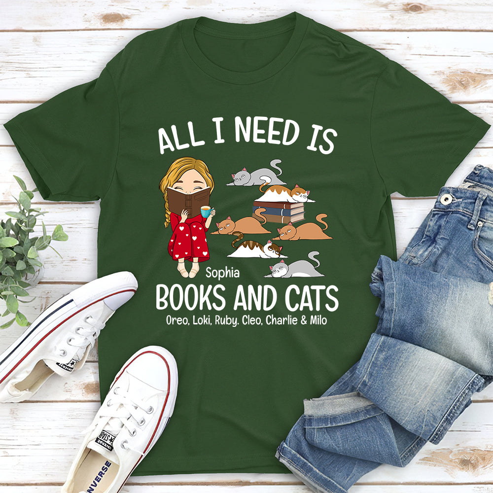 Personalized Books and Cats Unisex T-shirt - Ideal Gift for Pet Lovers