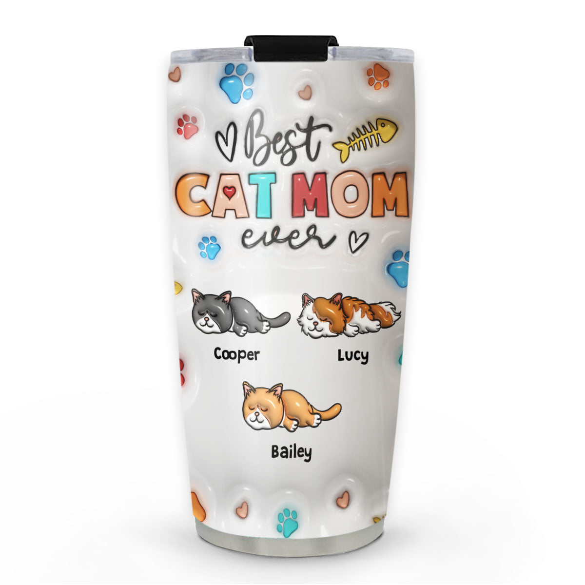 Personalized 3D Inflated Effect Tumbler - Perfect for Cat Moms