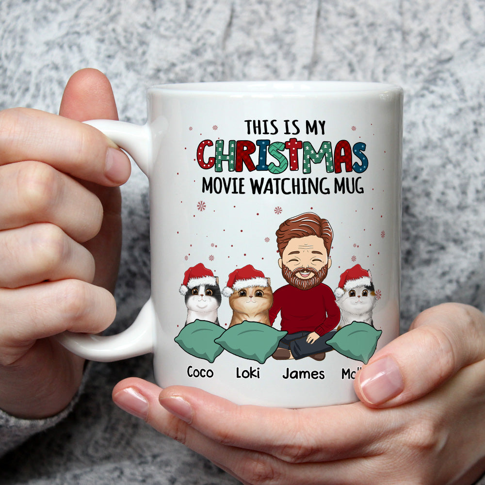 Personalized Cat Movie Watching Custom Coffee Mug - Ideal Gift for Cat Lovers