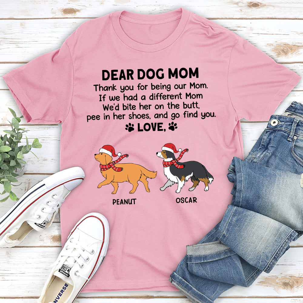 Personalized Thank You Mom Christmas Unisex T-Shirt - Ideal Gift for Pet Lovers
