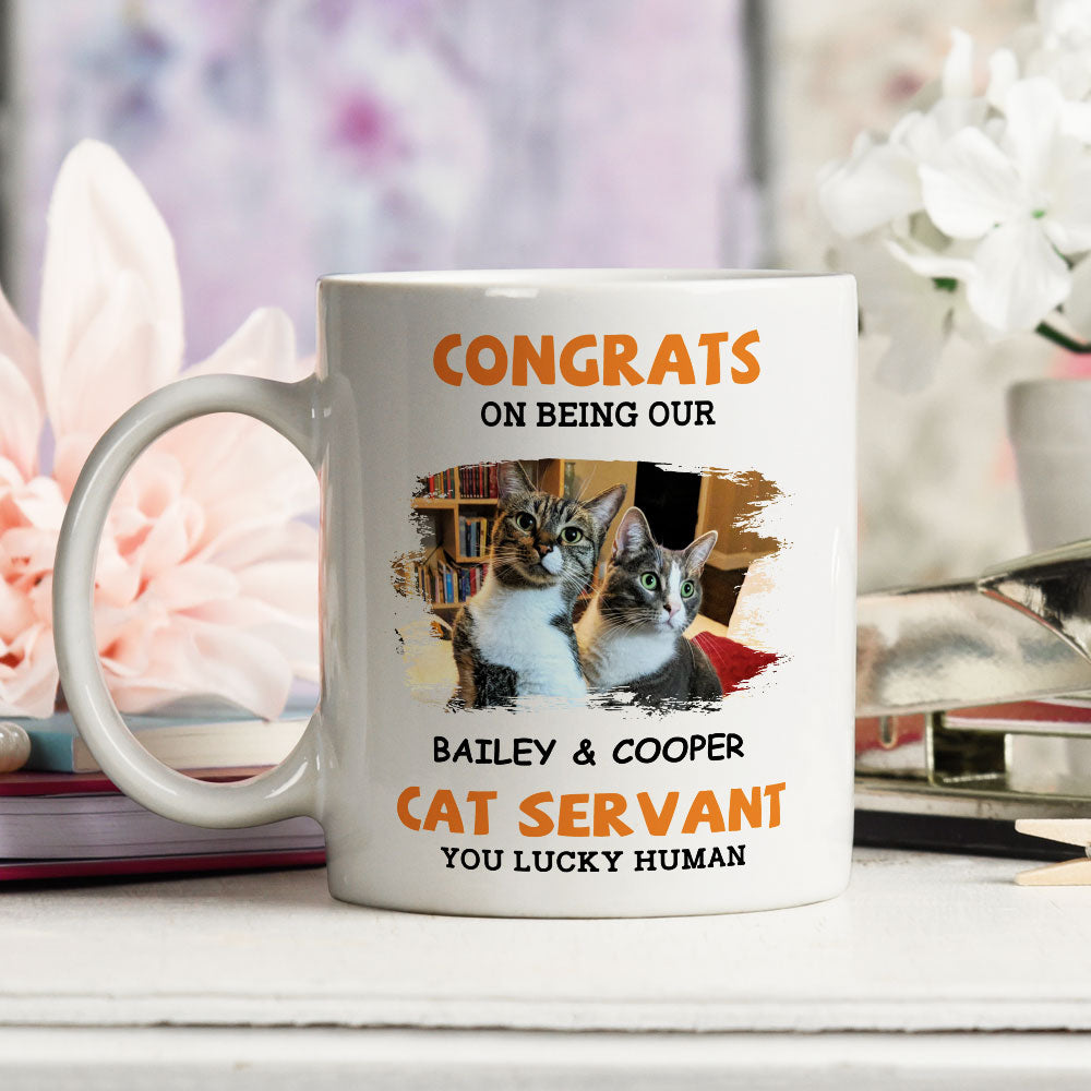 Customizable Congrats Cat Servant Personalized Coffee Mug - Ideal Gift for Pet Lovers