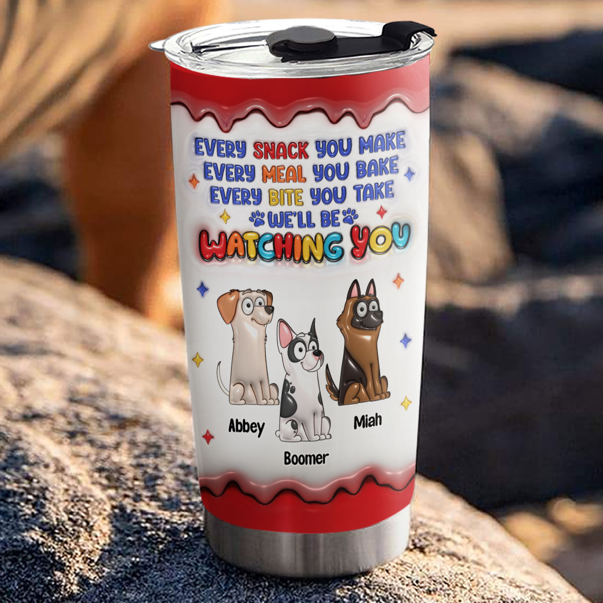 Cheeky Pup Personalized 3D Inflated Effect Custom Tumbler - Ideal for All Occasions