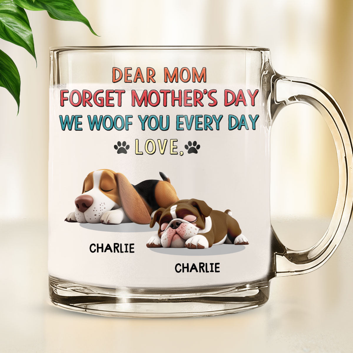 Forever Woof Personalized Custom Glass Mug - Unique Gift Idea
