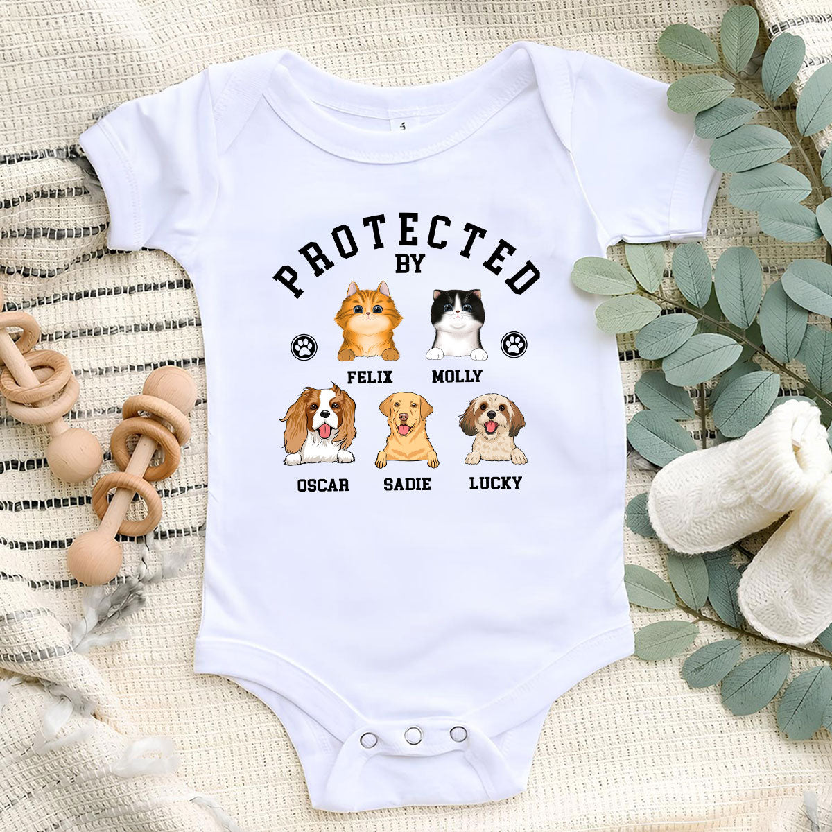 Protected By Pets - Customizable Personalized Baby Onesie